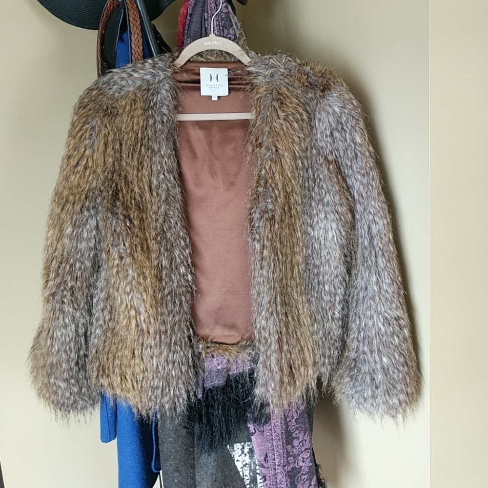 Halston Heritage Faux Fur Chubby Coat